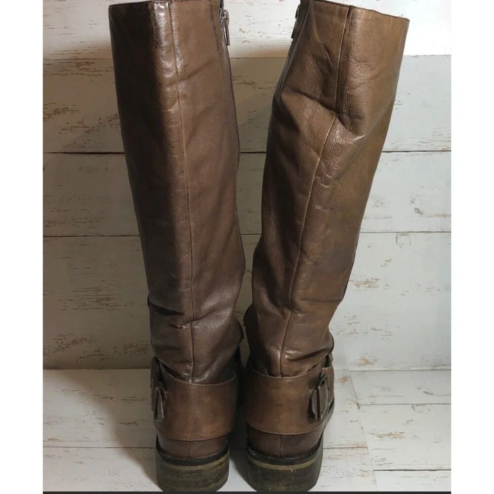 Steve Madden Toureg Leather Buckle Riding Boots 8.5